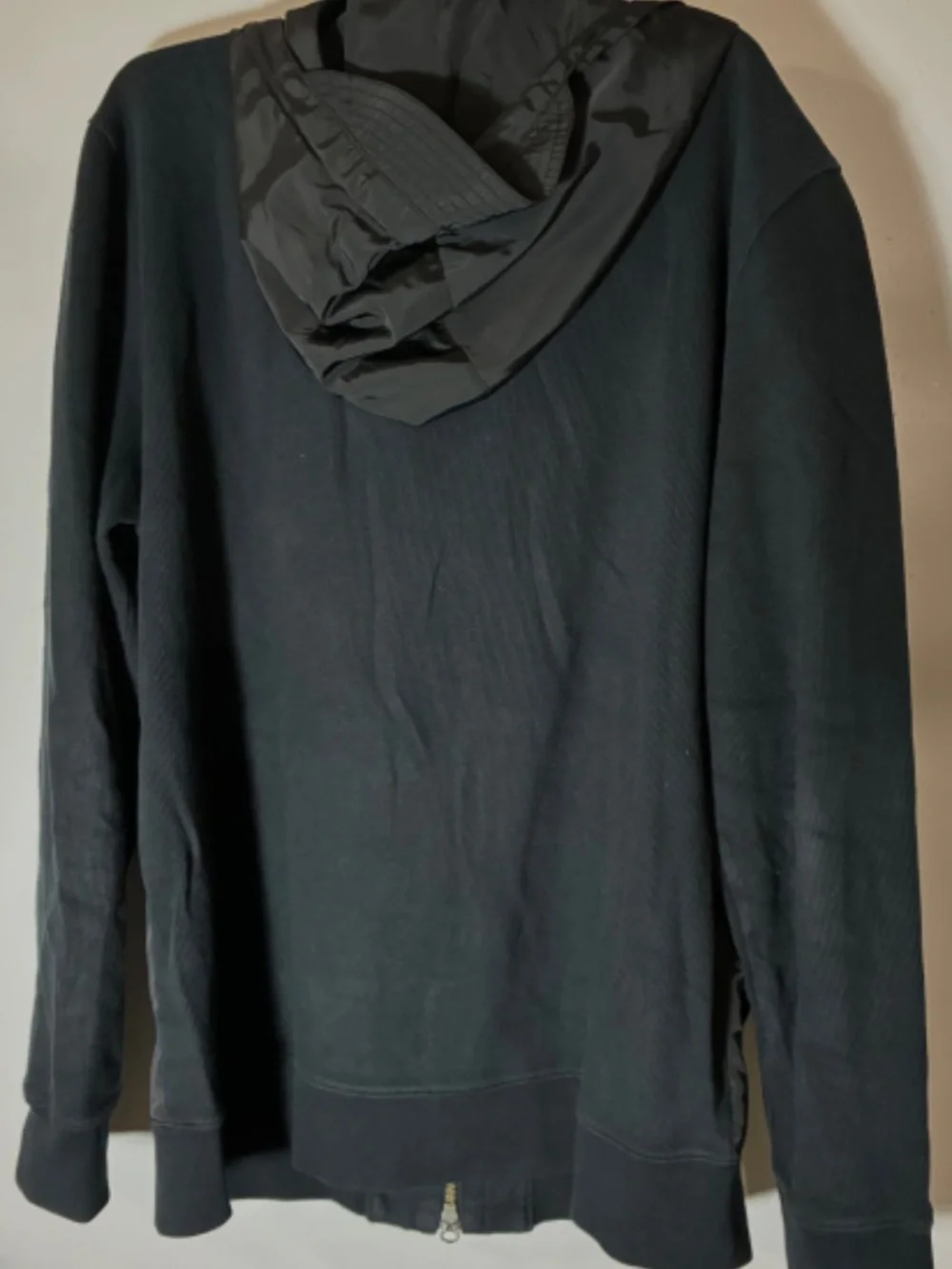BANANA REPUBLIC MENS WINTER JACKET HOODIE BLACK FULL ZIP POCKETS SNAP SZ L KNIT